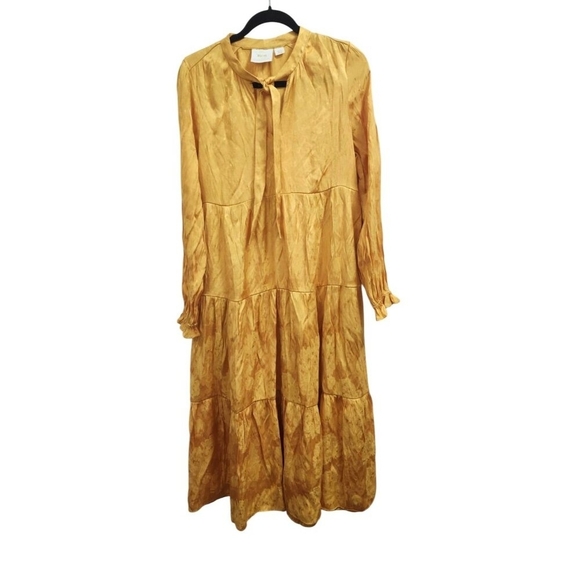 Maeve by Anthropologie Yellow Tiered Maxi Dress Size S - Picture 3 of 13